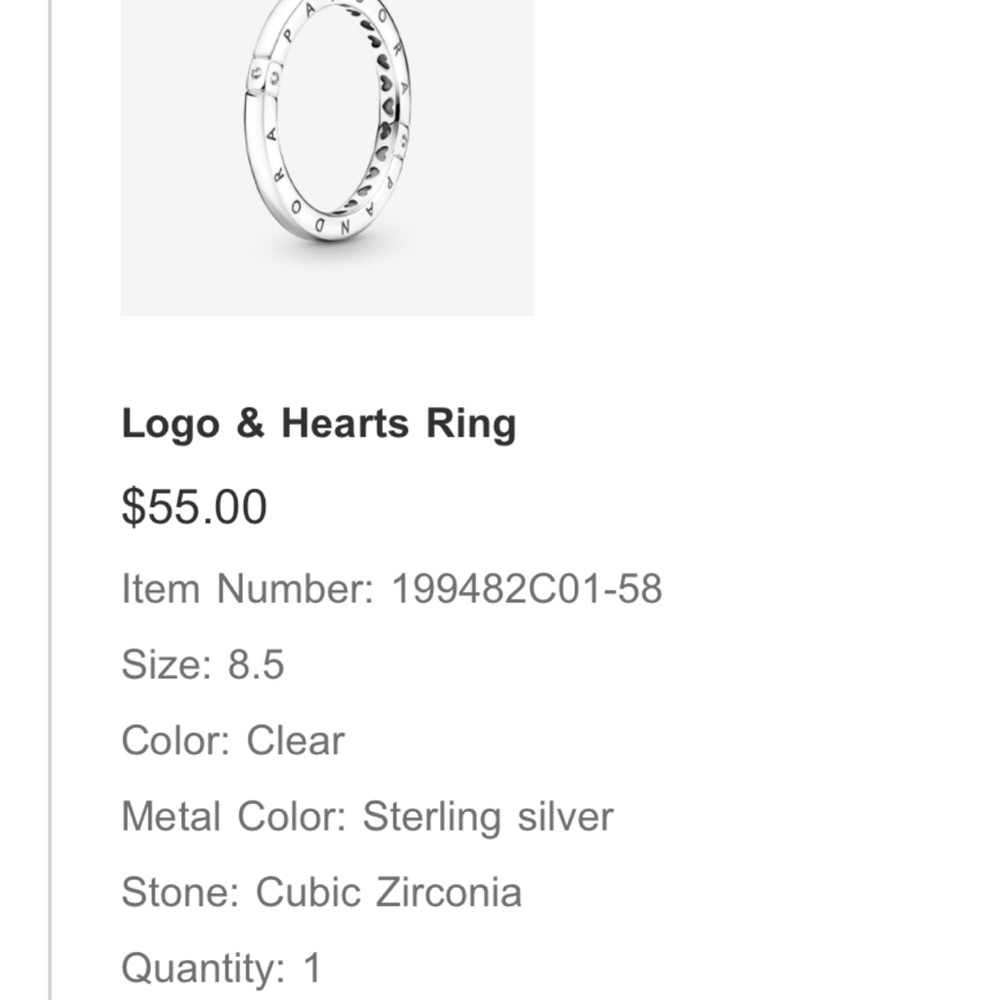 Pandora Sterling Silver Ring with Clear Stones
